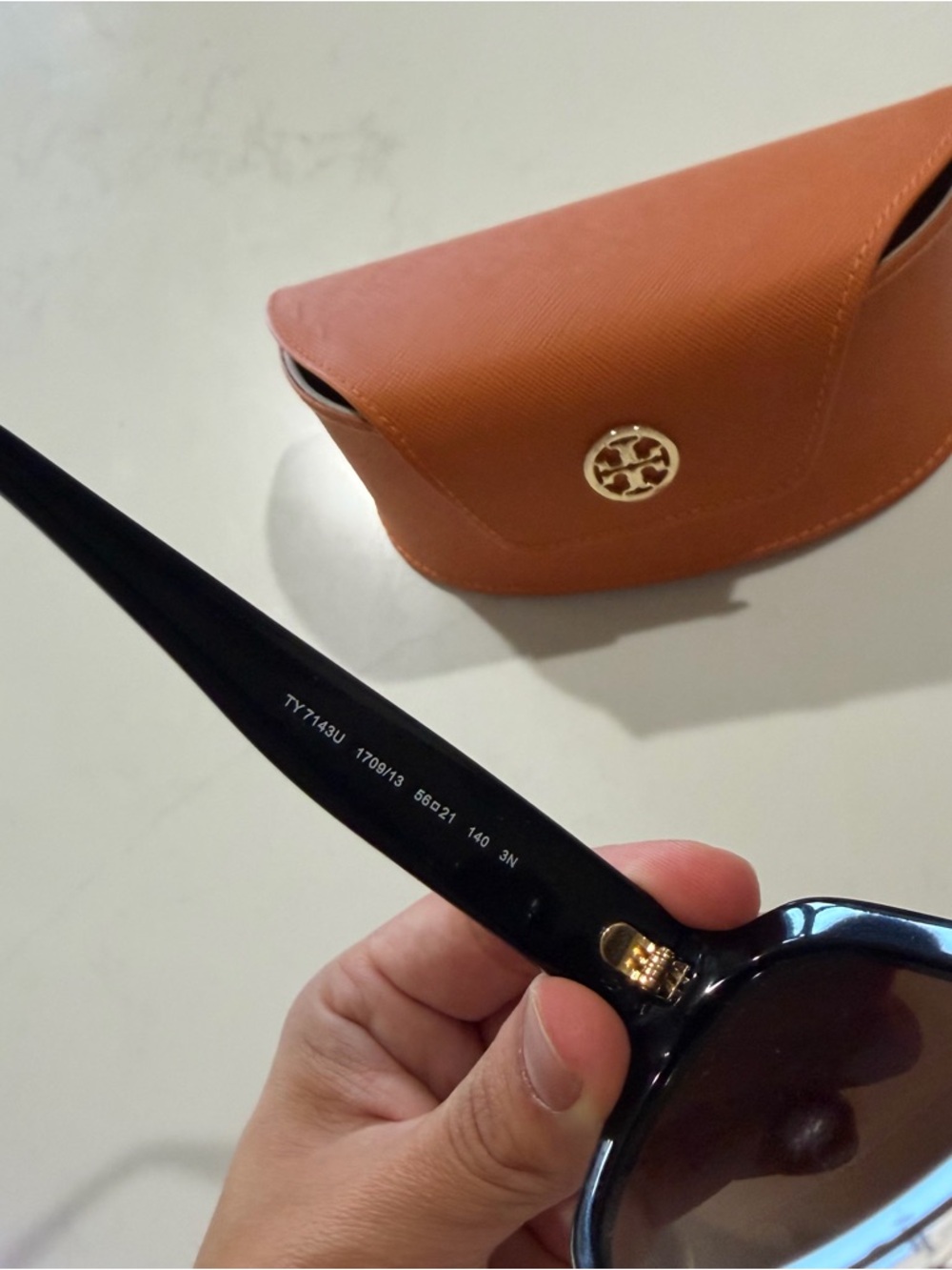 Tory Burch Black Oversized Sunglasses with Orange Case - Picture 4 of 8